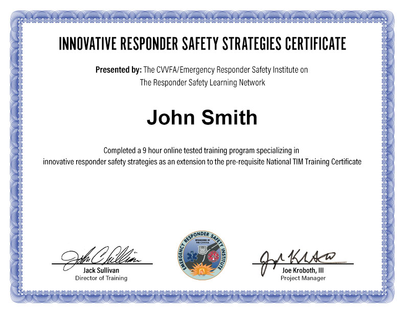 Innovative Responder Safety Strategies Certificate